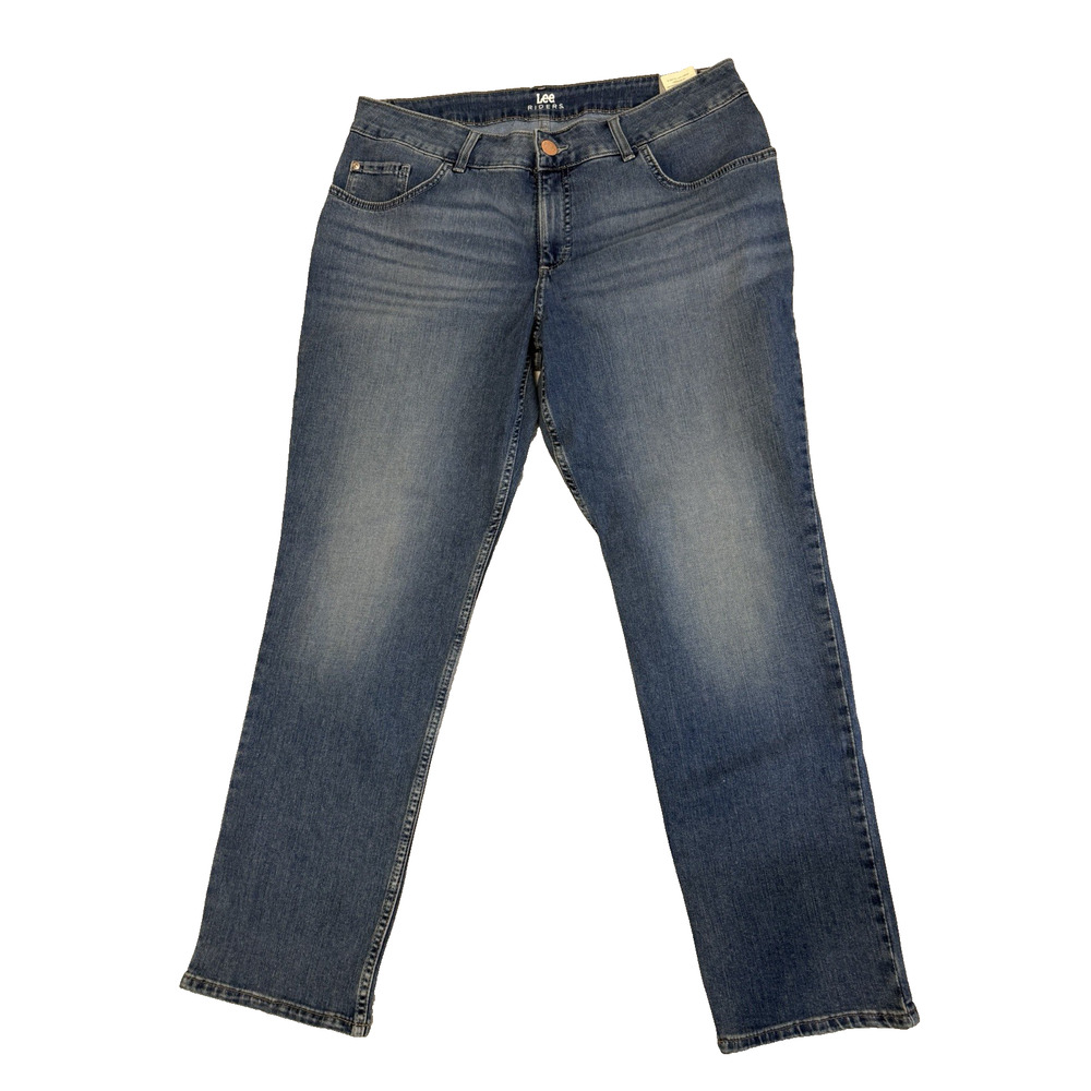 Lee Riders Women’s Jeans Indigo Size 16W Petite Blue Medium Wash Straight New